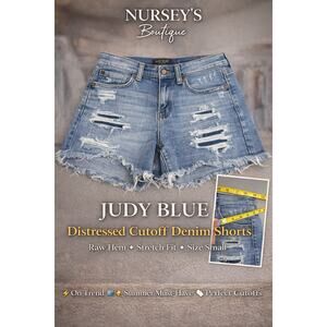 Judy Blue Distressed Cutoff Denim Shorts Raw Hem Stretch Size Small